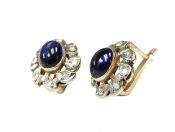 Vintage Synthetic Sapphire and Diamond Earrings