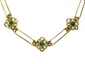 French Chalcedony and Lapis Gold Necklace