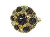 Vintage Garnet and Diamond Cluster Rosette Ring
