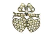 Vintage Double Heart Brooch