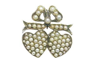 Vintage Double Heart Brooch