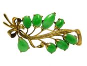 Vintage Jade Leaf Brooch