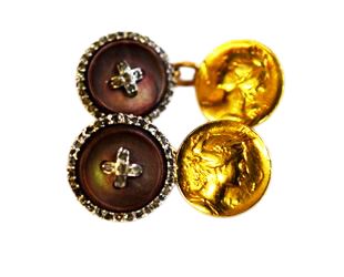 Louis Rault Diamond and Mother of Pearl Cufflinks