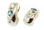Modern Alexandrite and Diamond Huggie Earrings