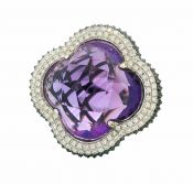 Modern Amethyst and Diamond Ring