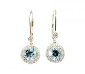 Modern Aquamarine and Diamond Drop Earrings