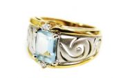 Modern Aquamarine and Diamond Ring