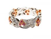 Modern Diamond and Pink Sapphire Eternity Band