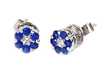 Modern Diamond and Sapphire Earrings