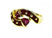 Modern Garnet and Enamel Snake Ring