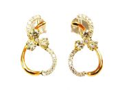 Modern Light Yellow Diamond and Diamond Earrings