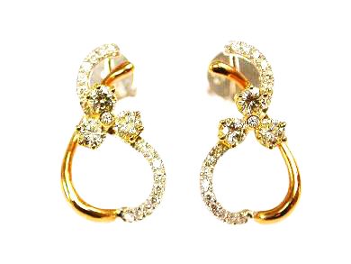 Modern Light Yellow Diamond and Diamond Earrings