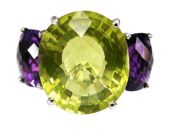 Modern Prasiolite and Amethyst Ring