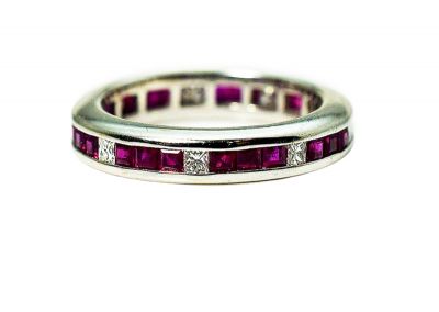 Modern Ruby and Diamond Eternity Band