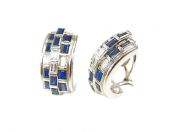 Modern Sapphire and Diamond Earrings