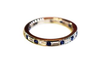 Modern Sapphire and Diamond Eternity Band