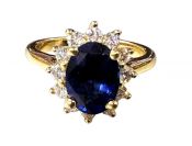 Modern 2.37ct Sapphire and Diamond 18kt Ring