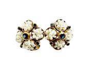 Modern Sapphire and Pearl Earrings