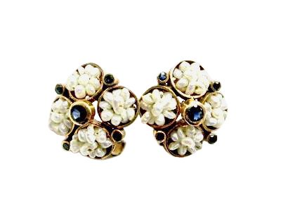 Modern Sapphire and Pearl Earrings