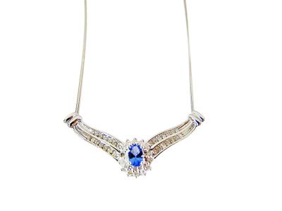 Modern Tanzanite Diamond Necklace