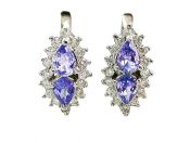 Modern Tanzanite and Diamond Earrings