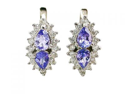Modern Tanzanite and Diamond Earrings
