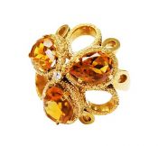 Modern 6.54ct Citrine and Diamond 18kt Ring