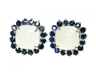 Moonstone and Sapphire Earrings