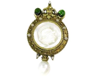 Mother of Pearl Intaglio Brooch