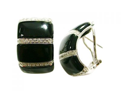 Onyx and Diamond Earrings