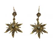 14kt Seed Pearl Starburst Earrings