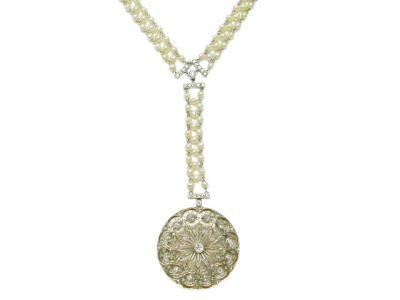 Vintage Pearl and Diamond Necklace
