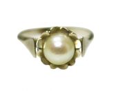 Vintage Cultured Pearl Solitaire 18kt Ring