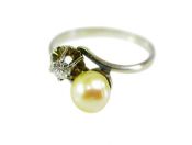 Vintage Cultured Pearl and Diamond Toi et Moi 18kt Ring