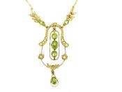 Vintage Peridot and Seed Pearl Lavalier