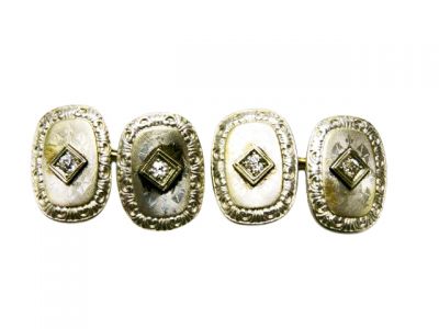 Edwardian Platinum Gold and Diamond Cufflinks.