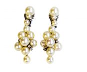 Primavesi and Kaufman Pearl and Diamond Earrings