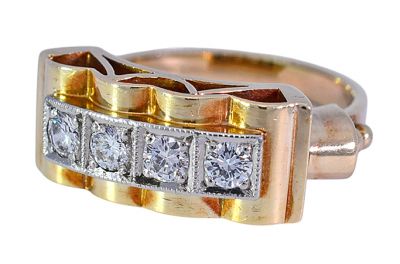 Retro .41ct Diamond Ring in 14kt Yellow and White Gold