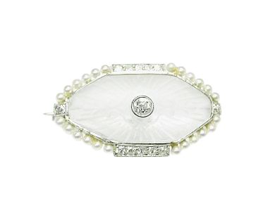 Rock Crystal Diamond Brooch