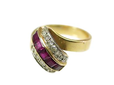Retro Ruby and Diamond Ring