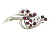 Vintage 2.92ct Ruby and Diamond 18kt Spray Brooch