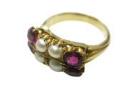 Victorian Ruby and Pearl Ring