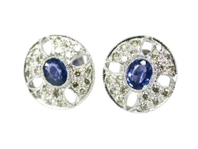 Art Deco Inspired Sapphire and Diamond Earrings