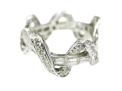 Vintage Diamond 'Wave' Platinum Band