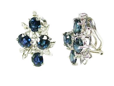 Sapphire Cluster Earrings