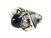 Retro 7.79ct Purple Sapphire and Diamond 18kt Ring