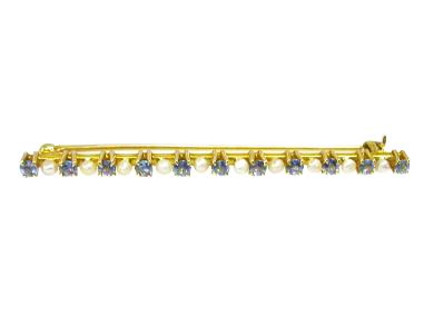 Sapphire and Pearl Brooch