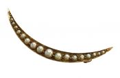 Seed Pearl Crescent Brooch
