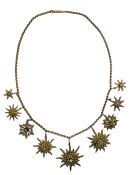 Seed Pearl Multi Starburst Pendant Necklace