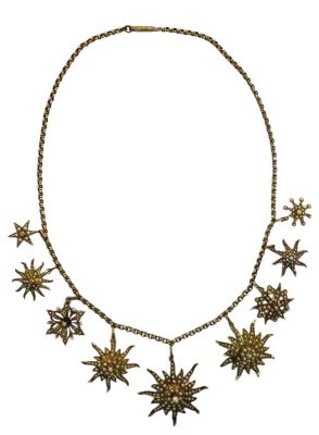 Seed Pearl Multi Starburst Pendant Necklace